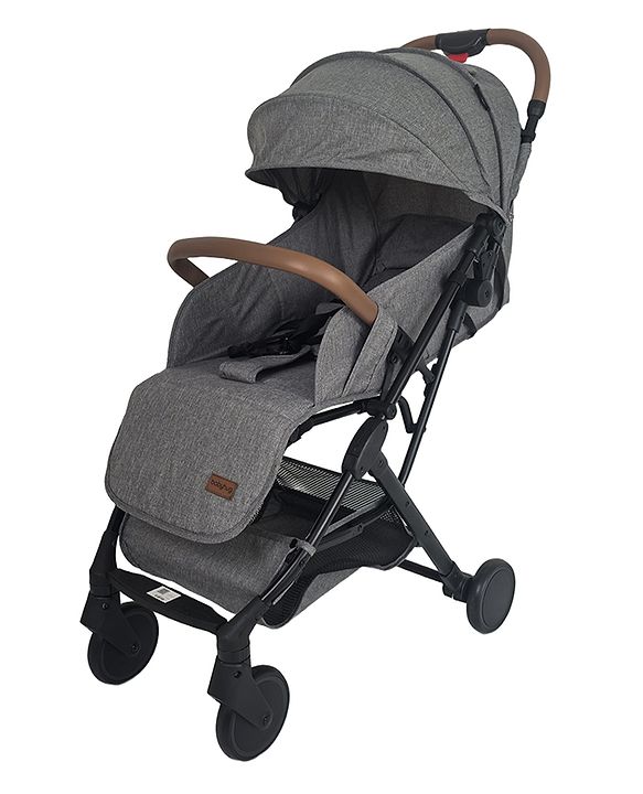 Babyhug Compact Fold Baby Stroller with Trolley Handle & Linked Brake | One-Hand Fold| 5-Point Harness| Multi-Recline Seat| Shock Absorbing Wheels| Concealed Linked Brake  Blue