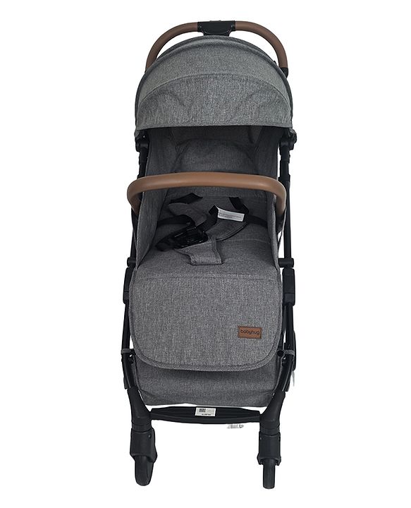 Babyhug Compact Fold Baby Stroller with Trolley Handle & Linked Brake | One-Hand Fold| 5-Point Harness| Multi-Recline Seat| Shock Absorbing Wheels| Concealed Linked Brake  Blue