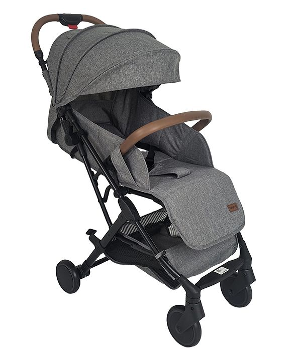 Babyhug Compact Fold Baby Stroller with Trolley Handle & Linked Brake | One-Hand Fold| 5-Point Harness| Multi-Recline Seat| Shock Absorbing Wheels| Concealed Linked Brake  Blue