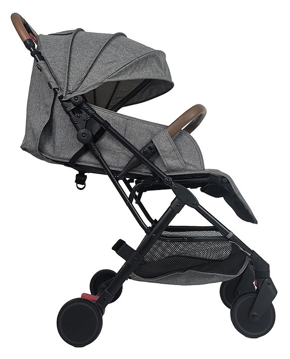 Babyhug Compact Fold Baby Stroller with Trolley Handle & Linked Brake | One-Hand Fold| 5-Point Harness| Multi-Recline Seat| Shock Absorbing Wheels| Concealed Linked Brake  Blue