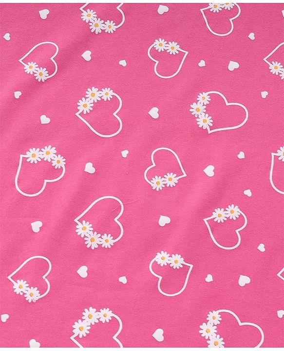Babyhug Cotton Knit Hooded Wrapper With Floral Print L 65 x B 61 cm - Pink