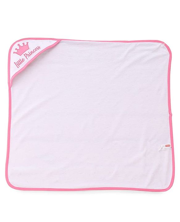 Babyhug Cotton Knit Hooded Wrapper Polka Dots Print  L 65 x B 61 cm - Pink