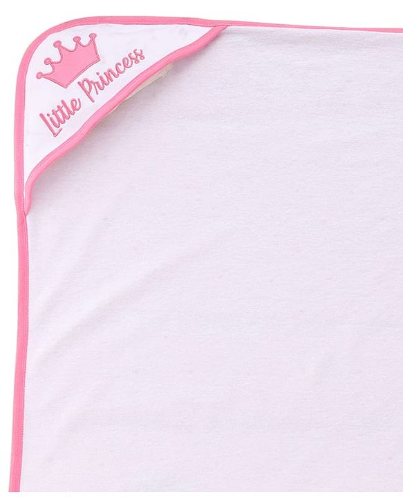 Babyhug Cotton Knit Hooded Wrapper Polka Dots Print  L 65 x B 61 cm - Pink