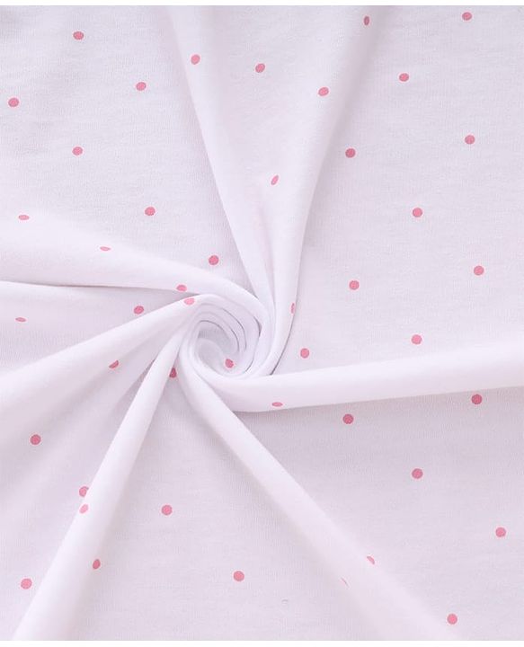 Babyhug Cotton Knit Hooded Wrapper Polka Dots Print  L 65 x B 61 cm - Pink