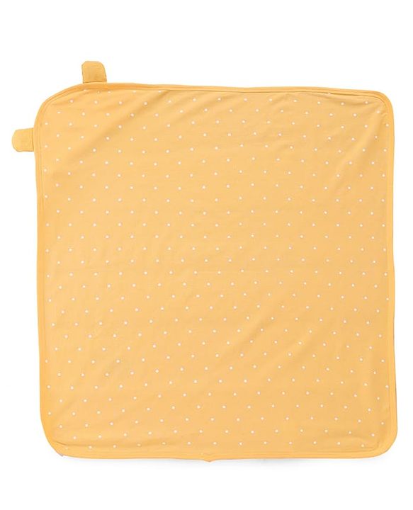 Babyhug Cotton Knit Hooded Wrapper With Butterfly Embroidery & Polka Dots Print L 65 x B 61 cm - Orange