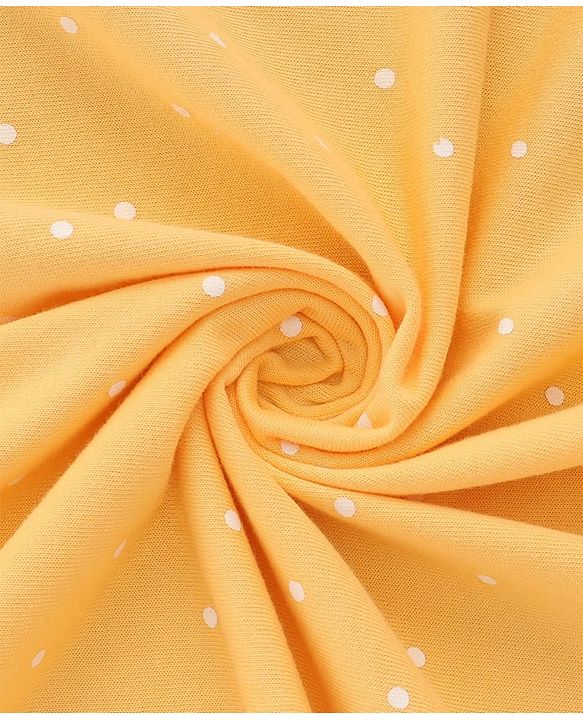 Babyhug Cotton Knit Hooded Wrapper With Butterfly Embroidery & Polka Dots Print L 65 x B 61 cm - Orange