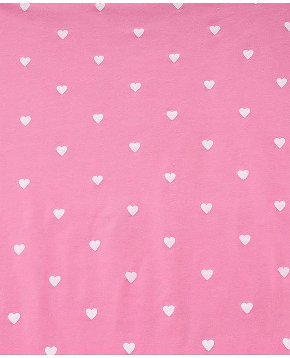 Babyhug Cotton Knit Hooded Wrapper With Hearts Print L 65 x B 61 cm - Pink