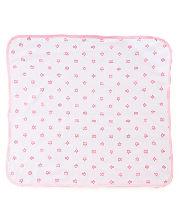 Babyhug Cotton Knit Hooded Towel With Butterfly & Floral Embroidery & Print L 65 x B 61 cm - Lavender
