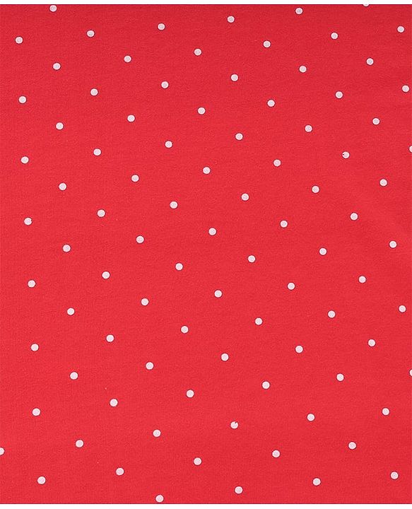 Babyhug Cotton Knit Hooded Wrapper With Polka Dots Print & Bow Applique L 65 x B 61 cm - Red