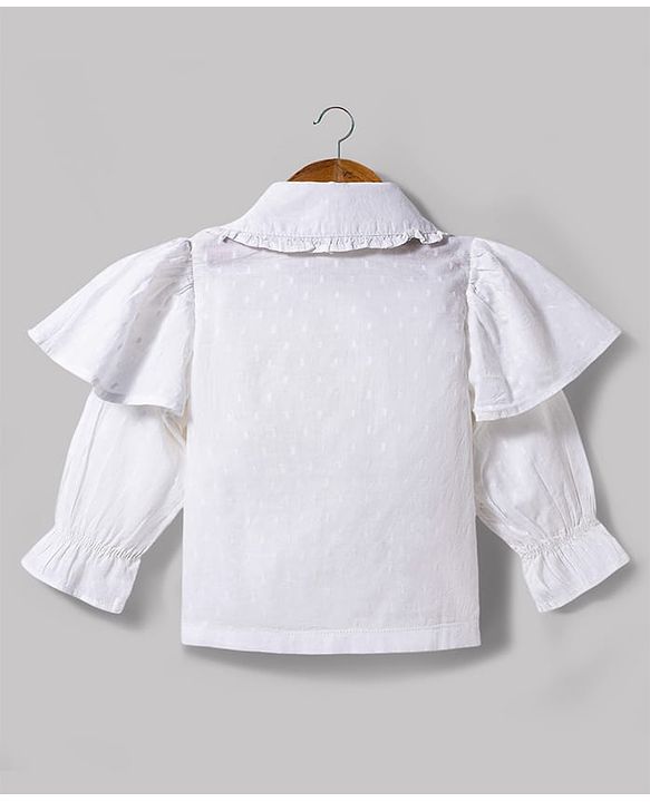 Babyhug Cotton Woven Full Sleeves Top & Jeans Set - White & Blue