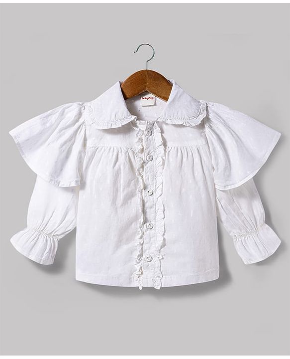 Babyhug Cotton Woven Full Sleeves Top & Jeans Set - White & Blue