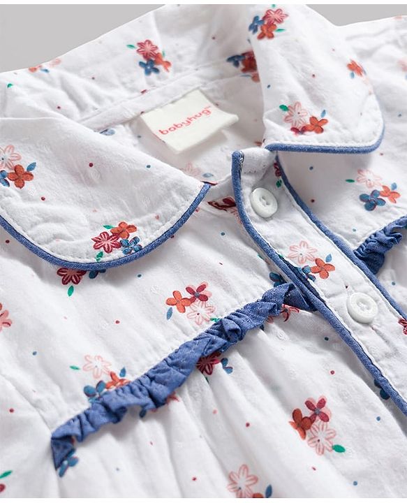 Babyhug Cotton Woven Full Sleeves Floral Printed Top & Jeans Set - Light Blue