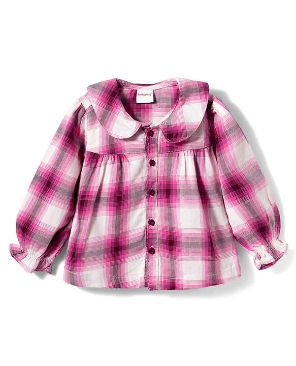 Babyhug Cotton Woven Full Sleeves Checkered Top & Denim Jeans Set - Multicolor