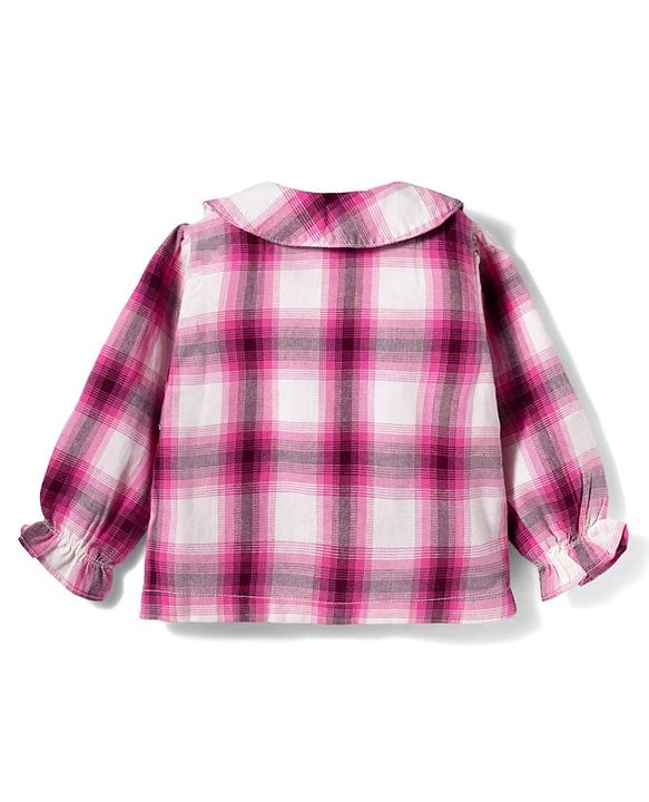 Babyhug Cotton Woven Full Sleeves Checkered Top & Denim Jeans Set - Multicolor