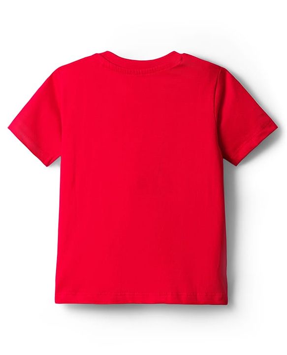 Babyhug Cotton Knit Half Sleeves T-Shirt With Text Print - Red