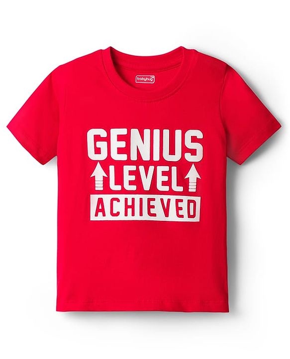 Babyhug Cotton Knit Half Sleeves T-Shirt With Text Print - Red