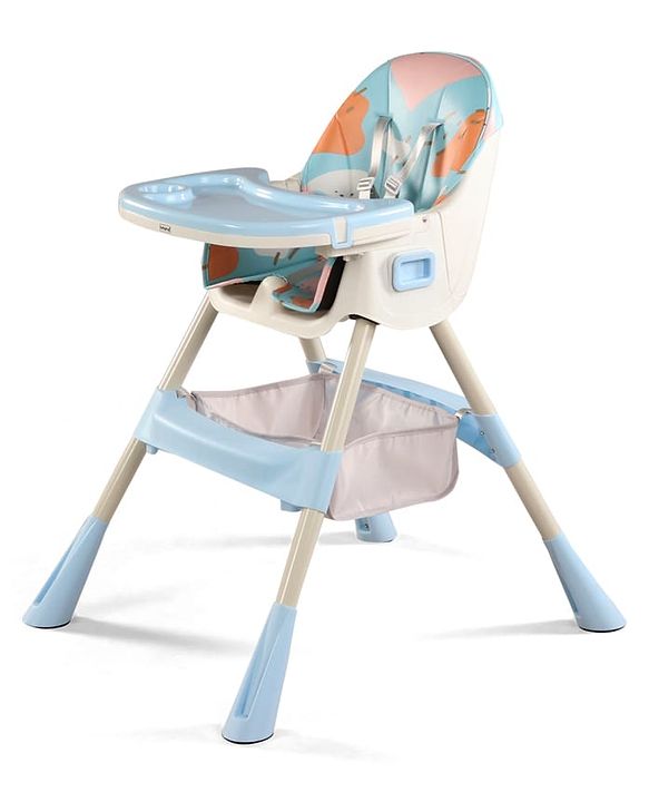 Babyhug 3-in-1 Convertible High Chair - Green| 5-Point Safety Harness| Dual Detachable Food Tray| Adjustable & Foldable Design| Removable Wheels with Brakes| Anti-Skid Base| Toddler & Rocking Chair