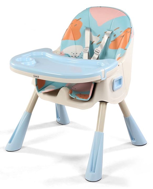 Babyhug 3-in-1 Convertible High Chair - Green| 5-Point Safety Harness| Dual Detachable Food Tray| Adjustable & Foldable Design| Removable Wheels with Brakes| Anti-Skid Base| Toddler & Rocking Chair