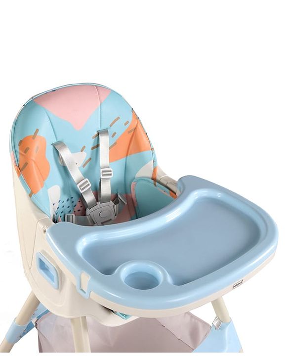 Babyhug 3-in-1 Convertible High Chair - Green| 5-Point Safety Harness| Dual Detachable Food Tray| Adjustable & Foldable Design| Removable Wheels with Brakes| Anti-Skid Base| Toddler & Rocking Chair