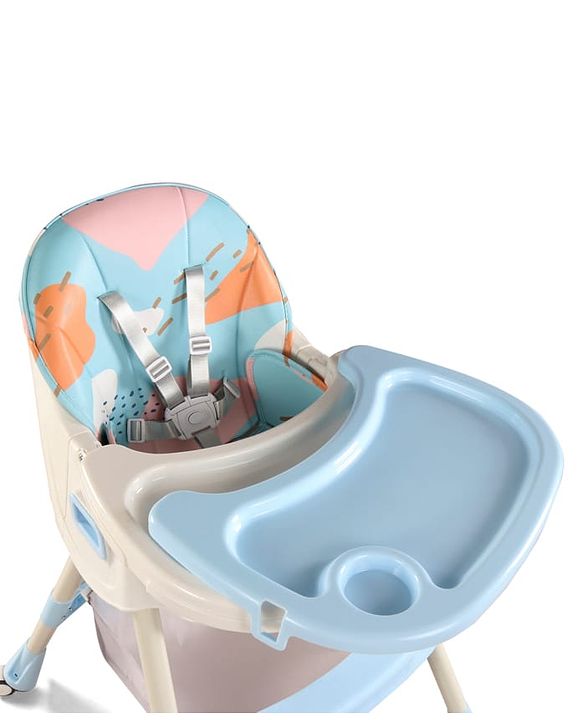 Babyhug 3-in-1 Convertible High Chair - Green| 5-Point Safety Harness| Dual Detachable Food Tray| Adjustable & Foldable Design| Removable Wheels with Brakes| Anti-Skid Base| Toddler & Rocking Chair