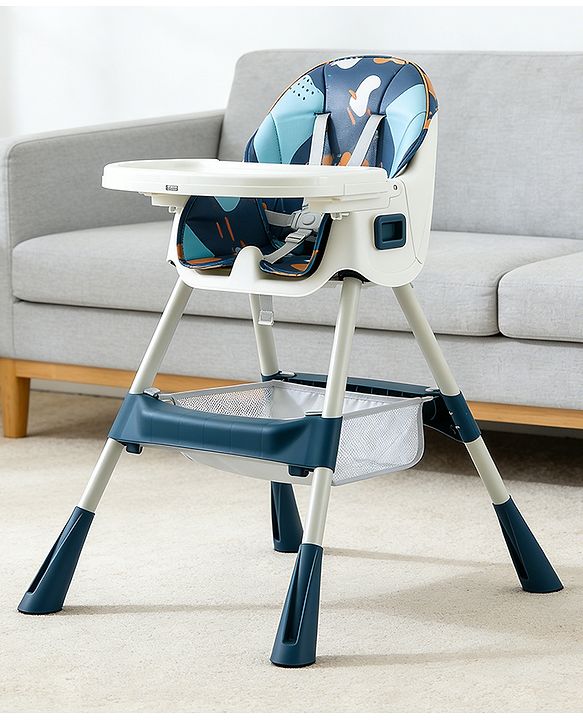 Babyhug 3-in-1 Convertible High Chair - Green| 5-Point Safety Harness| Dual Detachable Food Tray| Adjustable & Foldable Design| Removable Wheels with Brakes| Anti-Skid Base| Toddler & Rocking Chair