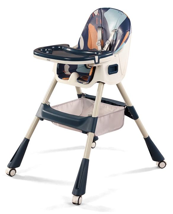 Babyhug 3-in-1 Convertible High Chair - Green| 5-Point Safety Harness| Dual Detachable Food Tray| Adjustable & Foldable Design| Removable Wheels with Brakes| Anti-Skid Base| Toddler & Rocking Chair