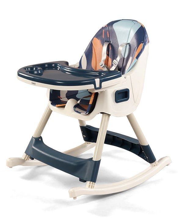 Babyhug 3-in-1 Convertible High Chair - Green| 5-Point Safety Harness| Dual Detachable Food Tray| Adjustable & Foldable Design| Removable Wheels with Brakes| Anti-Skid Base| Toddler & Rocking Chair