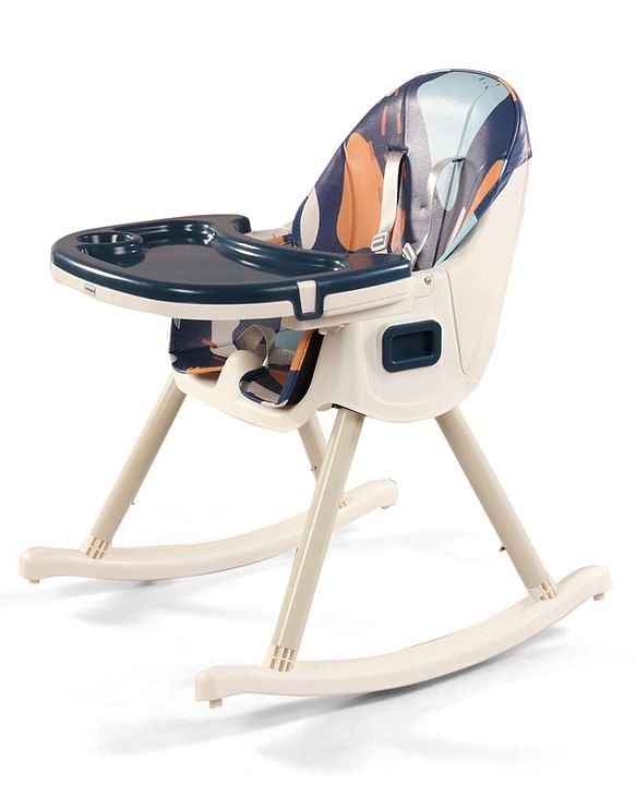 Babyhug 3-in-1 Convertible High Chair - Green| 5-Point Safety Harness| Dual Detachable Food Tray| Adjustable & Foldable Design| Removable Wheels with Brakes| Anti-Skid Base| Toddler & Rocking Chair