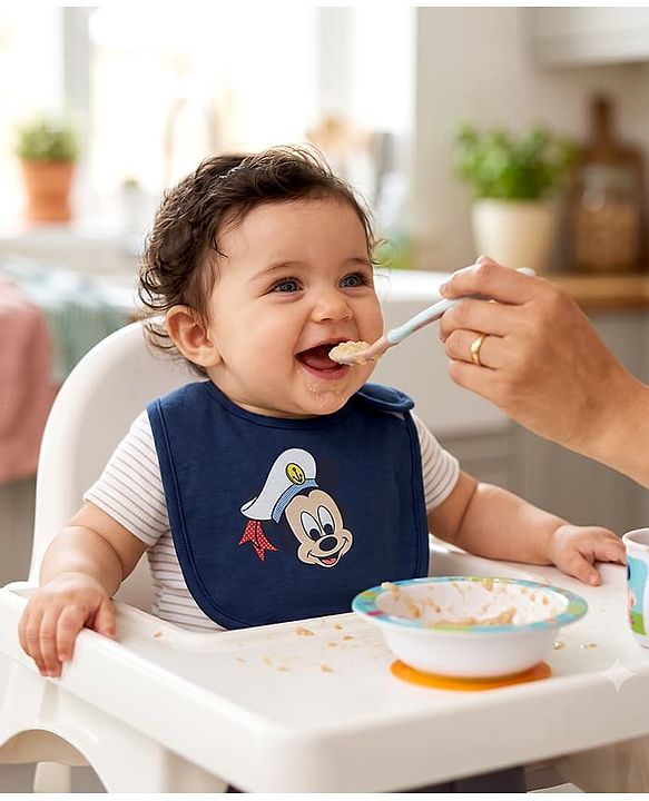 Babyhug Disney Mickey Sailor Print Premium Bibs Pack of 2 - Blue & Navy| Soft & Skin Friendly| Absorbent Material| Feeding & Drool Protection| Machine Washable| Easy Velcro Closure