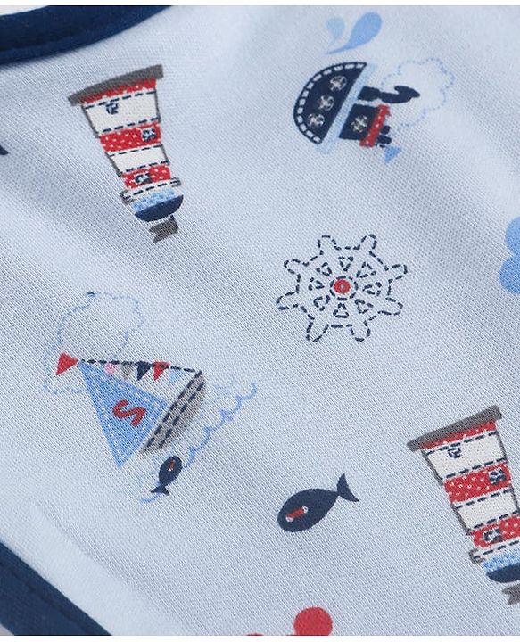 Babyhug Disney Mickey Sailor Print Premium Bibs Pack of 2 - Blue & Navy| Soft & Skin Friendly| Absorbent Material| Feeding & Drool Protection| Machine Washable| Easy Velcro Closure