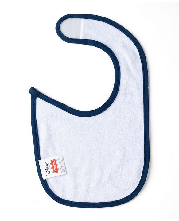 Babyhug Disney Mickey Sailor Print Premium Bibs Pack of 3 - White, Blue & Navy| Soft & Skin Friendly| Absorbent Material| Feeding & Drool Protection| Machine Washable| Easy Velcro Closure