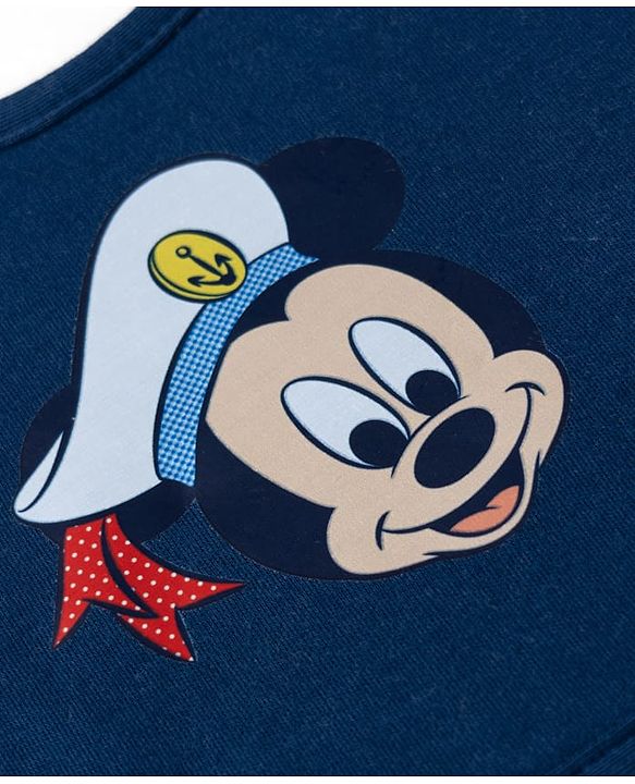 Babyhug Disney Mickey Sailor Print Premium Bibs Pack of 3 - White, Blue & Navy| Soft & Skin Friendly| Absorbent Material| Feeding & Drool Protection| Machine Washable| Easy Velcro Closure