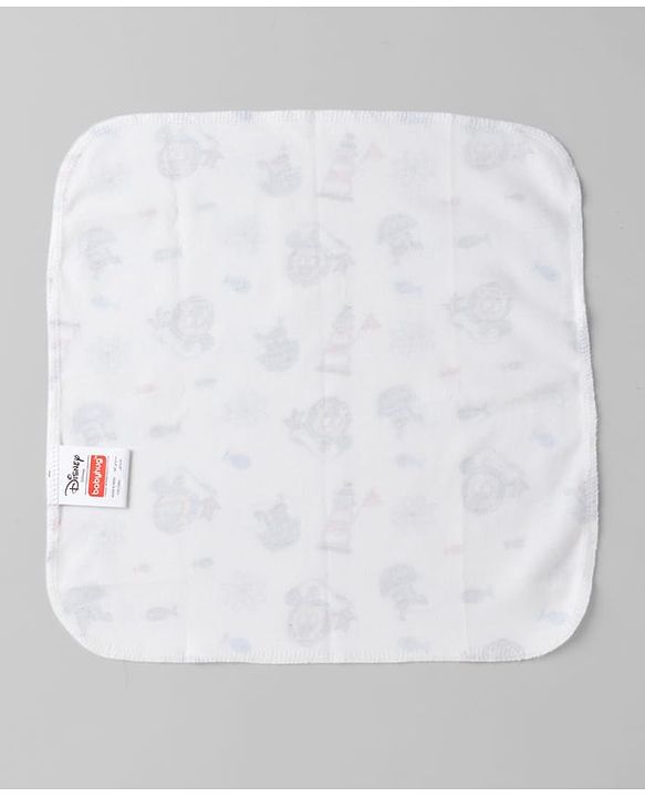 Babyhug Disney Premium Wash Cloths Pack of 3 Sailor Mickey Print - White, Blue & Navy| Soft & Gentle| Highly Absorbent| Multipurpose Baby Care Essential| Machine Washable| Soft & Breathable