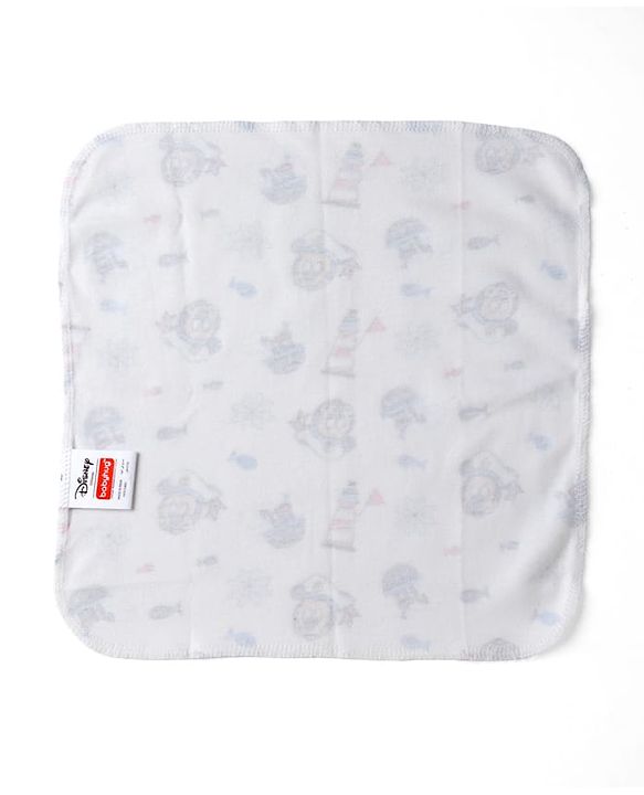 Babyhug Disney Mickey Sailor Print Premium Wash Cloths Pack of 6 - White, Blue & Navy| Soft & Gentle| Highly Absorbent| Multipurpose Baby Care Essential| Machine Washable