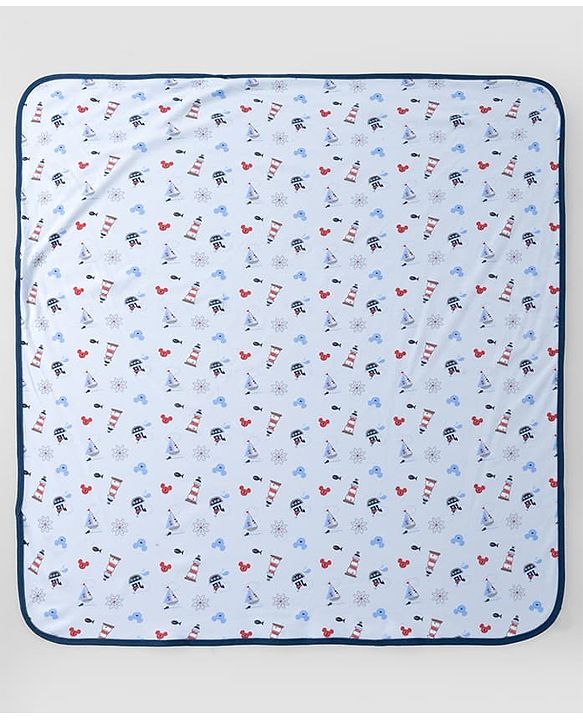 Babyhug Disney Mickey Sailor Print Premium Cotton Wrappers Pack of 3 - White, Blue & Navy| Soft & Breathable| Lightweight | Multi-Purpose Baby Wrapper| 0-12 Months| Travel Friendly