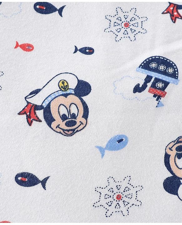 Babyhug Disney Sailor Mickey Premium Swaddle Wrapper - White Soft Breathable Cotton Adjustable Velcro Closure Gentle on Baby's Skin 0-6 Months Prevents Startling Reflex Travel Friendly