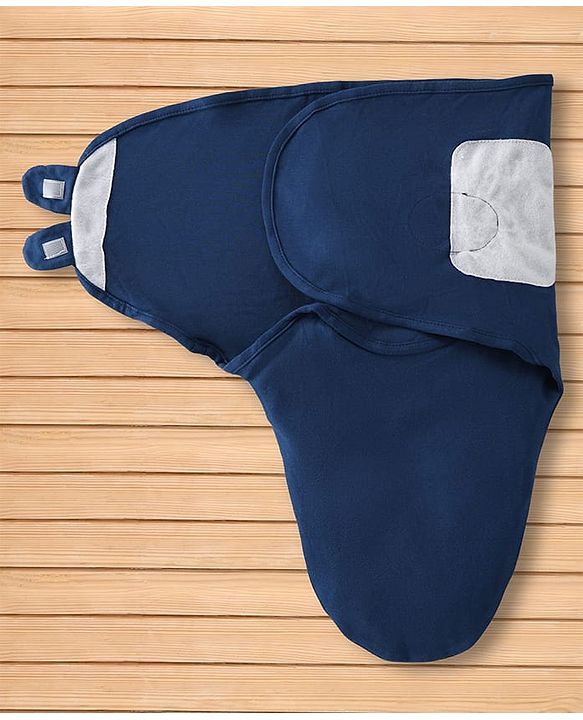 Babyhug Disney Sailor Mickey Premium Swaddle Pack of 2 - Navy & White Soft & Skin Friendly Cotton Velcro Closure| Newborn Baby Wrapper  0 to 6 Months Prevents Startling Reflex Travel Friendly