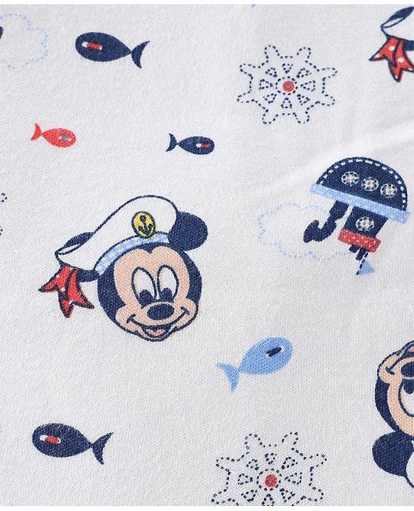 Babyhug Disney Sailor Mickey Premium Swaddle Pack of 2 - Navy & White Soft & Skin Friendly Cotton Velcro Closure| Newborn Baby Wrapper  0 to 6 Months Prevents Startling Reflex Travel Friendly