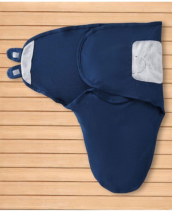 Babyhug Disney Sailor Mickey Premium Swaddle Wrapper Pack of 2 - Navy Blue Soft & Skin Friendly Cotton Velcro Closure Newborn Baby Wrapper 0 to 6 Months Prevents Startling Reflex| Trave Friendly