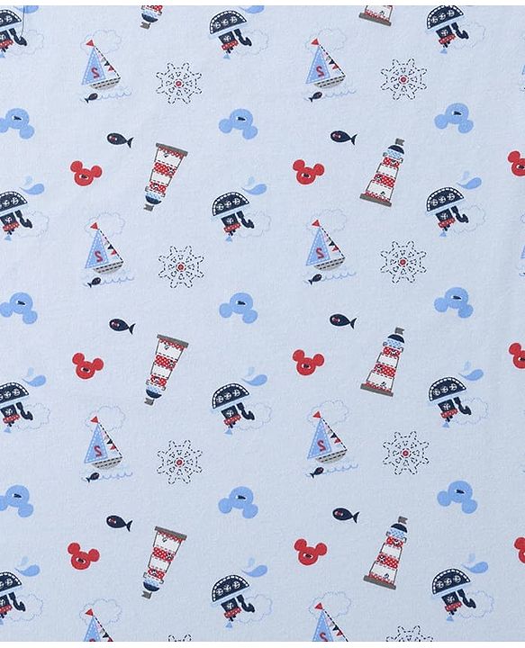 Babyhug Disney Mickey Sailor Print Premium Hooded Wrapper Pack of 2 - Blue & Navy| Newborn Essential| 100% Interlock Cotton|Breathable Lightweight & Skin Friendly|0-6 Months| Prevents Startling Reflex