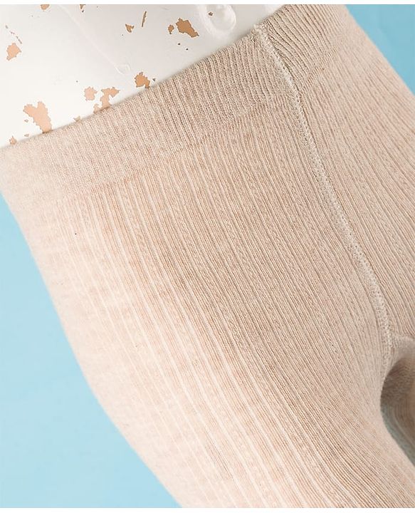 Cute Walk by Babyhug Cotton Knit Anti Bacterial Solid Footed Tights - Beige