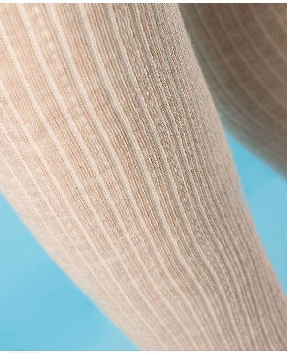 Cute Walk by Babyhug Cotton Knit Anti Bacterial Solid Footed Tights - Beige