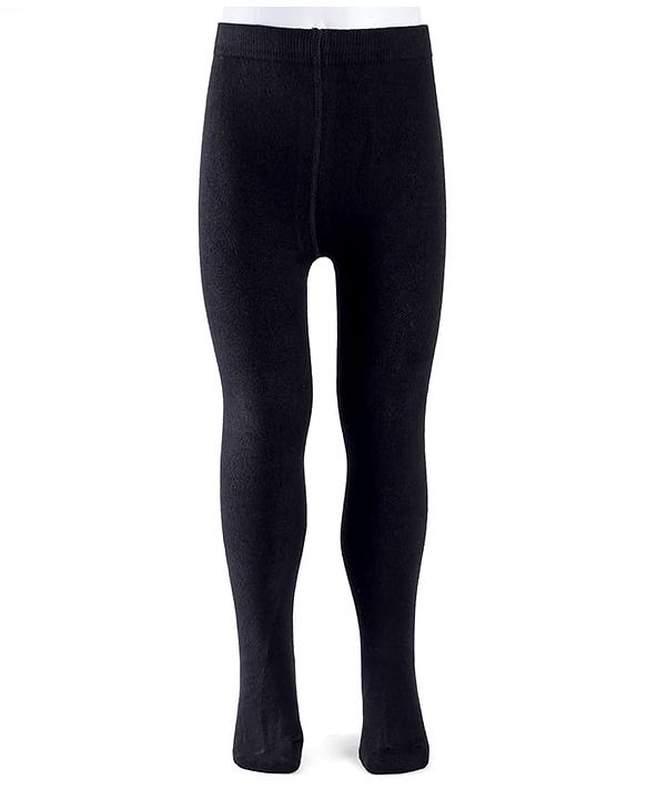 Cute Walk by Babyhug Cotton Knit Anti Bacterial Solid Footed Tights - Black