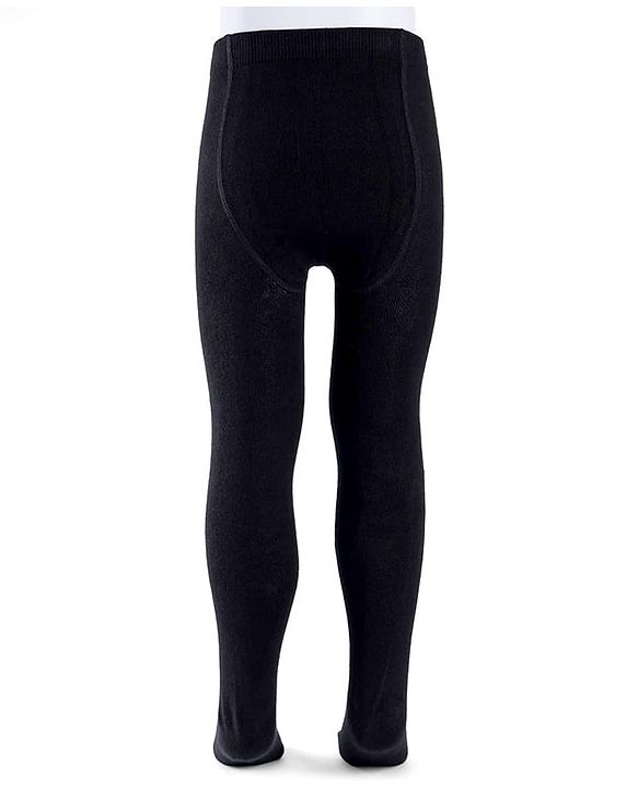 Cute Walk by Babyhug Cotton Knit Anti Bacterial Solid Footed Tights - Black