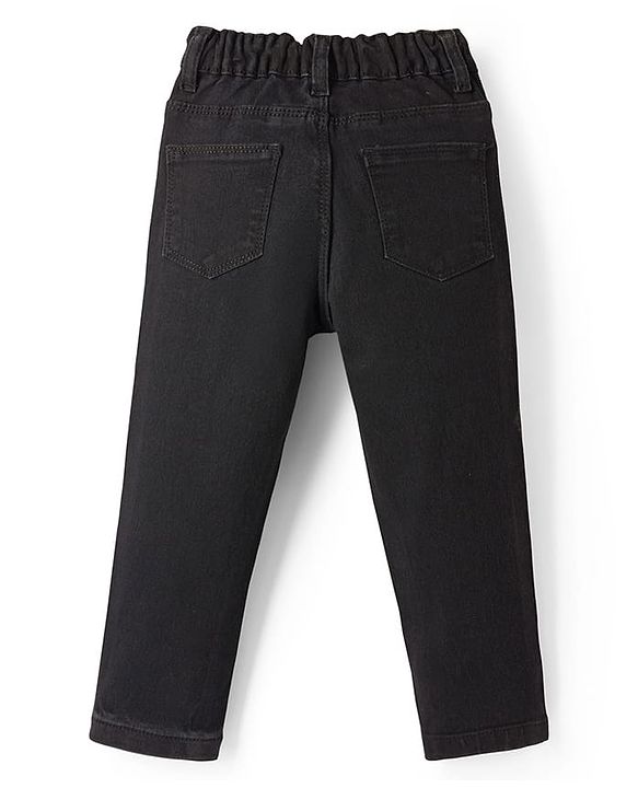 Babyhug Denim Washed  Full Length Jeans With Stretch - Black