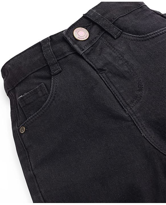 Babyhug Denim Washed  Full Length Jeans With Stretch - Black