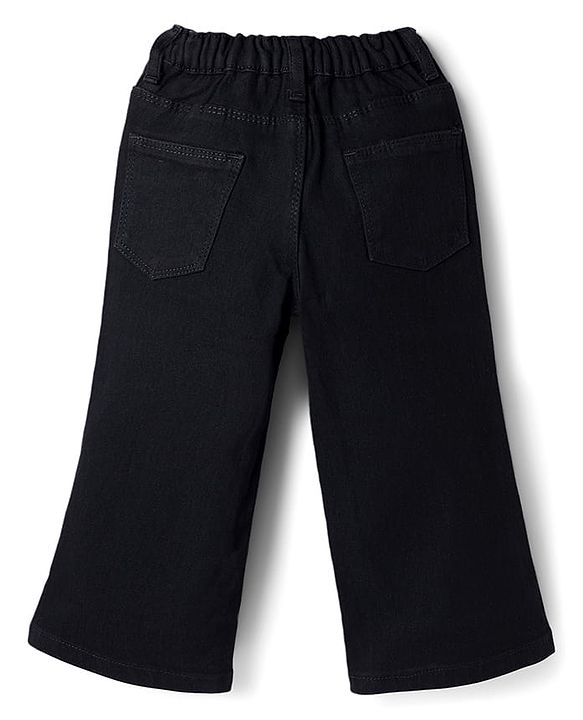 Babyhug Denim Full Length Washed Jeans With Stretch - Black