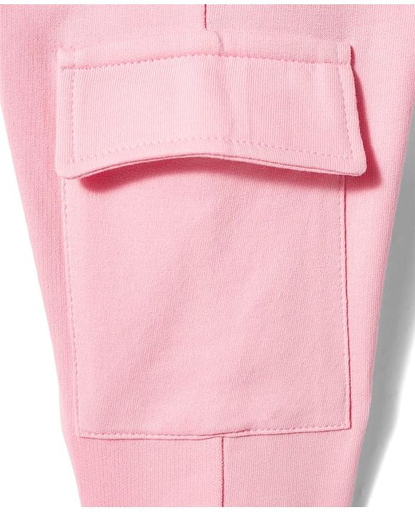 Babyhug Cotton Looper Knit Full Length Lounge Pant With Text Print - Pink