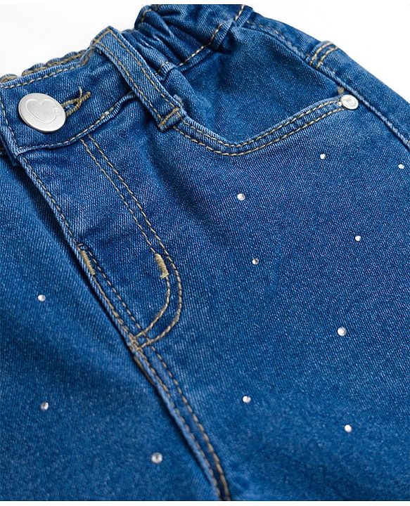 Babyhug Denim Embellished Full Length Jeans With Stretch - Jeans