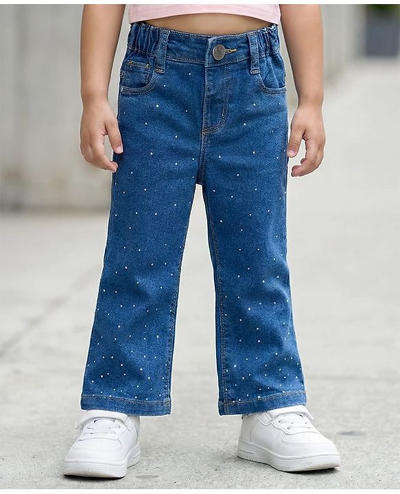 Babyhug Denim Embellished Full Length Jeans With Stretch - Jeans